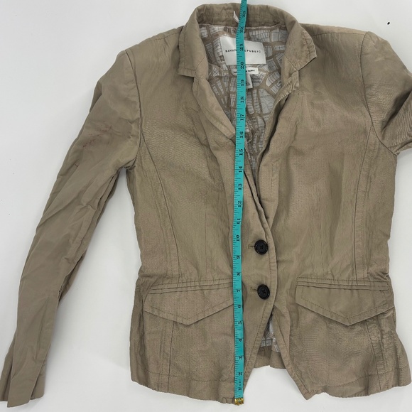 Banana Republic Italian Fabric Blazer Size 4 – Beige Khaki w/ NYC map lining - Picture 7 of 7